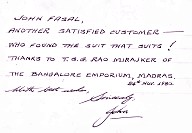 Note of appreciation - John Fasal, Rolls Royce
